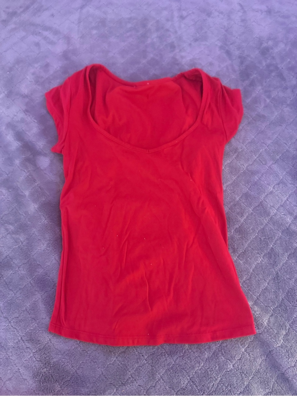 Garage Women's Red Scoop Neck Short Sleeve Tee